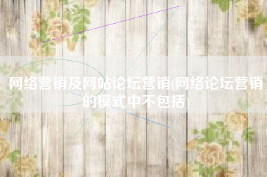 网络营销及网站论坛营销(网络论坛营销的模式中不包括)